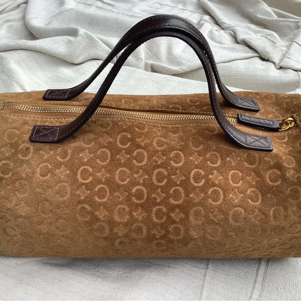 Vintage CELINE Suede C Macadam Makeup Carrier / Tote / Bag